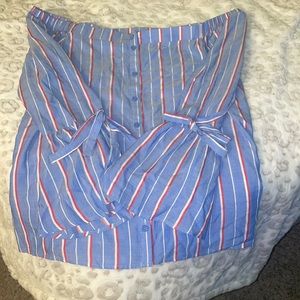 Cute atmosphere off the shoulder button down women’s blouse